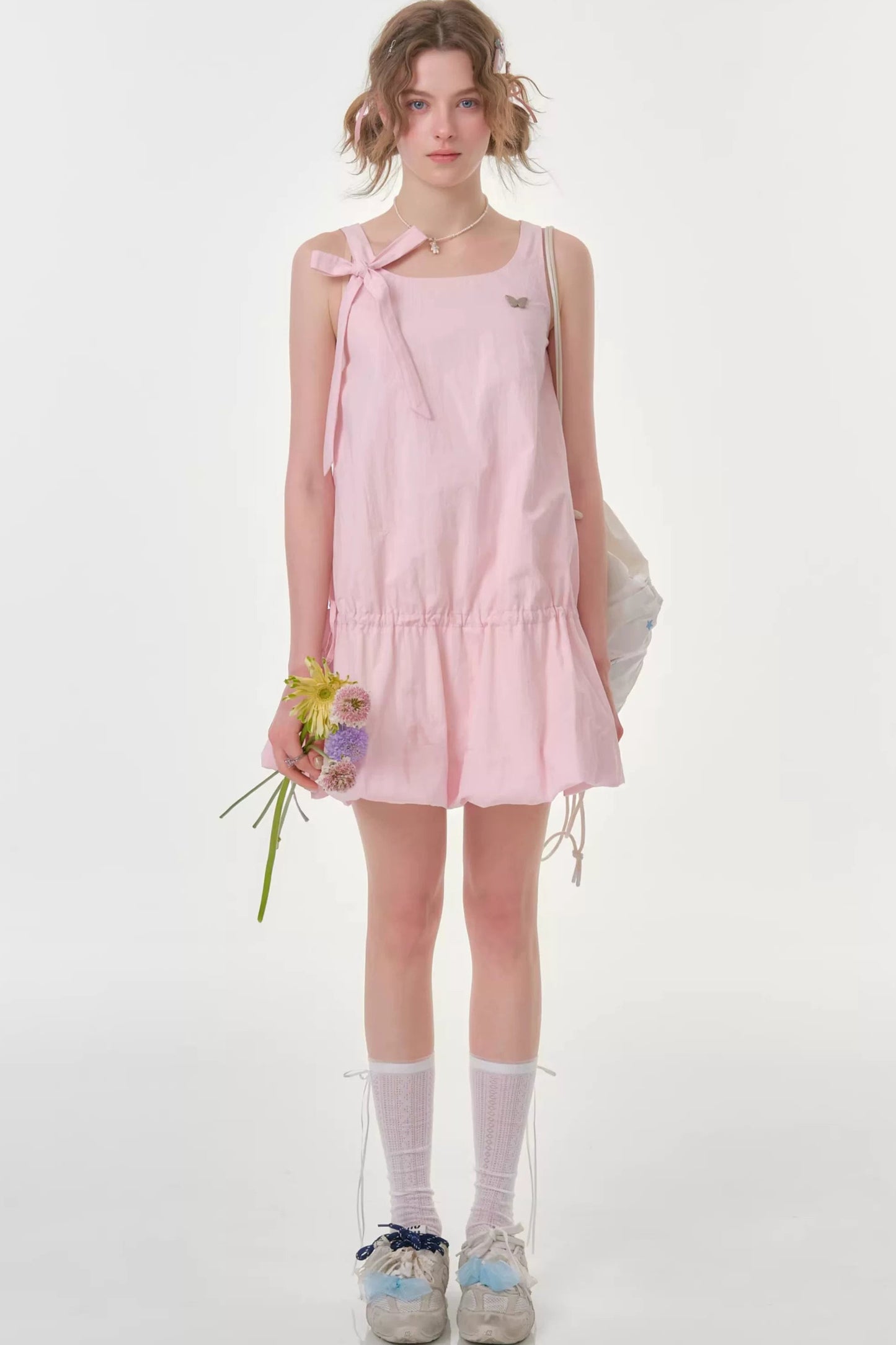 Peach Soda Lace-Up Camisole Dress