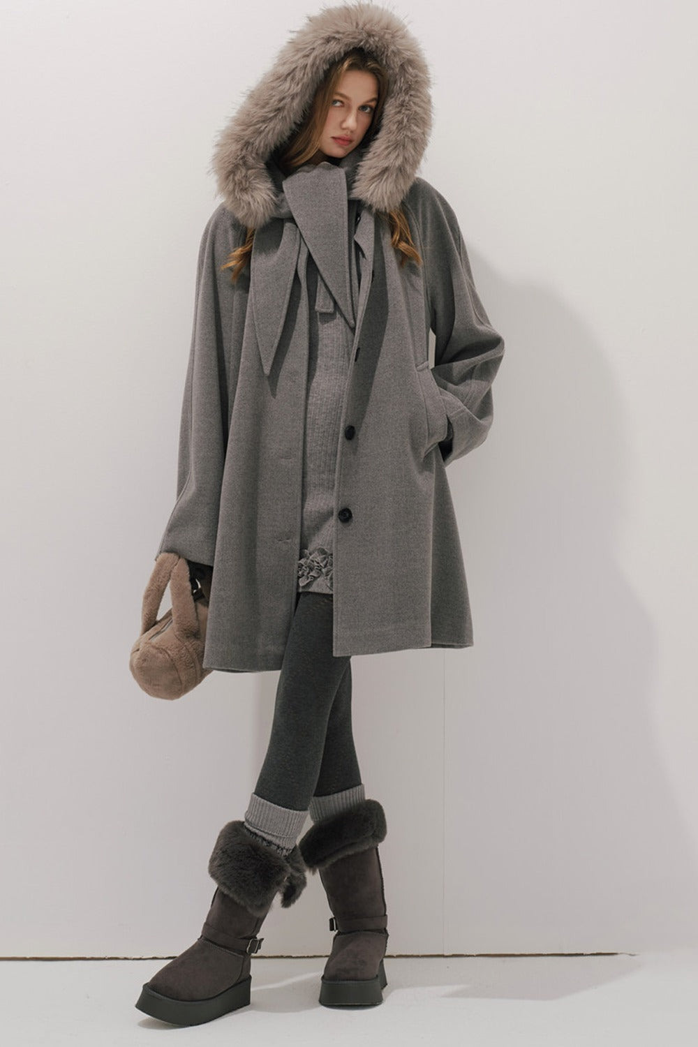 Fur Collar Wool Coat