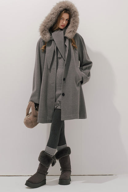 Fur Collar Wool Coat