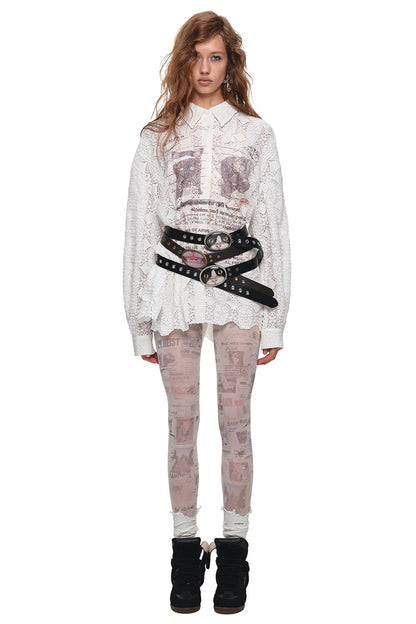 Cat Print Metal Buckle Belt