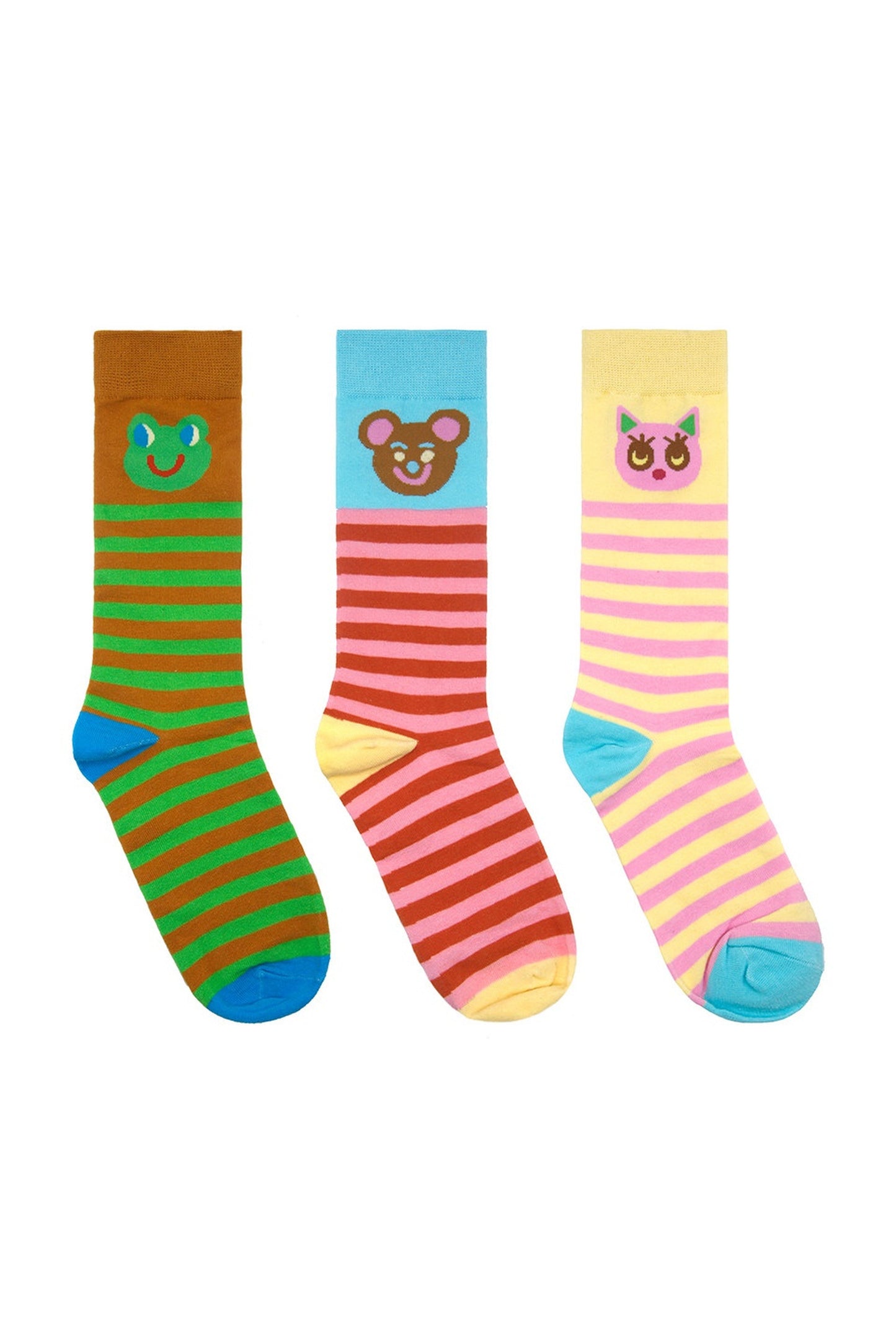 Ensemble de chaussettes mi-mollet à rayures colorées avec ours