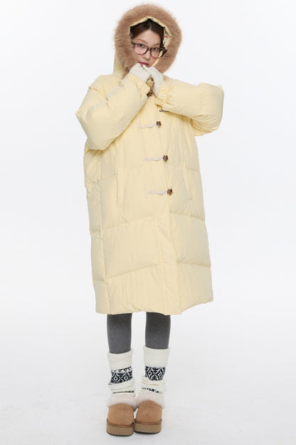 Cream Yellow Horn Button Down Coat