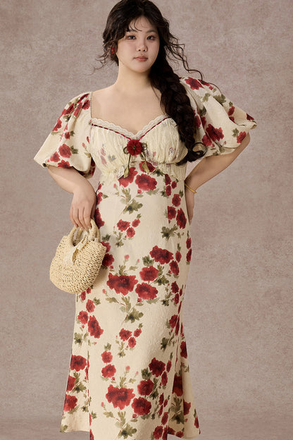 French Pastoral Floral Base Layer Top and Dress Set-Up