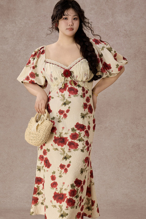 French Pastoral Floral Base Layer Top and Dress Set-Up
