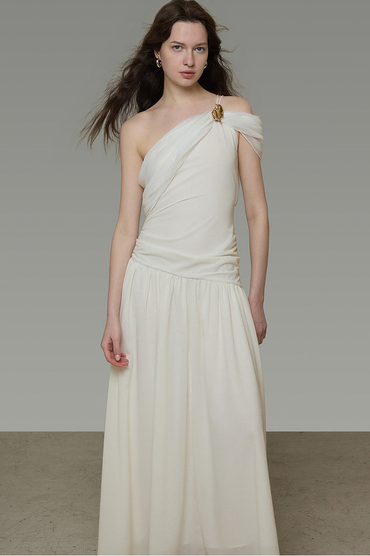 Asymmetrical Buckle A-Line Dress