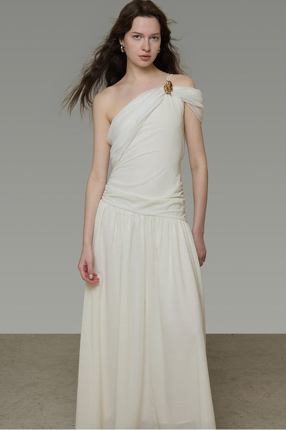 Asymmetrical Buckle A-Line Dress