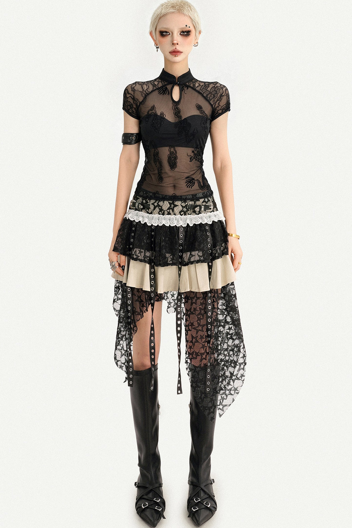 Gothic Lace Patchwork Top