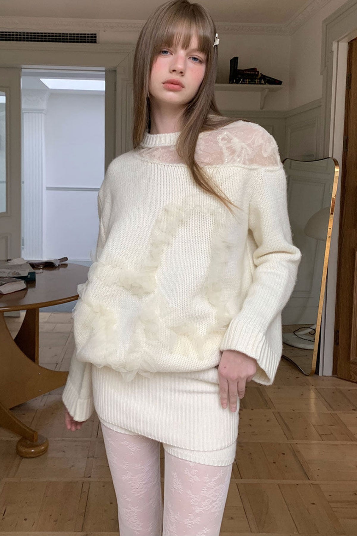 Beige Double-Layer High-Waisted Knit Base Shorts