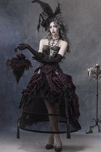 Gothic Dark Purple Bustle Skirt Set-Up