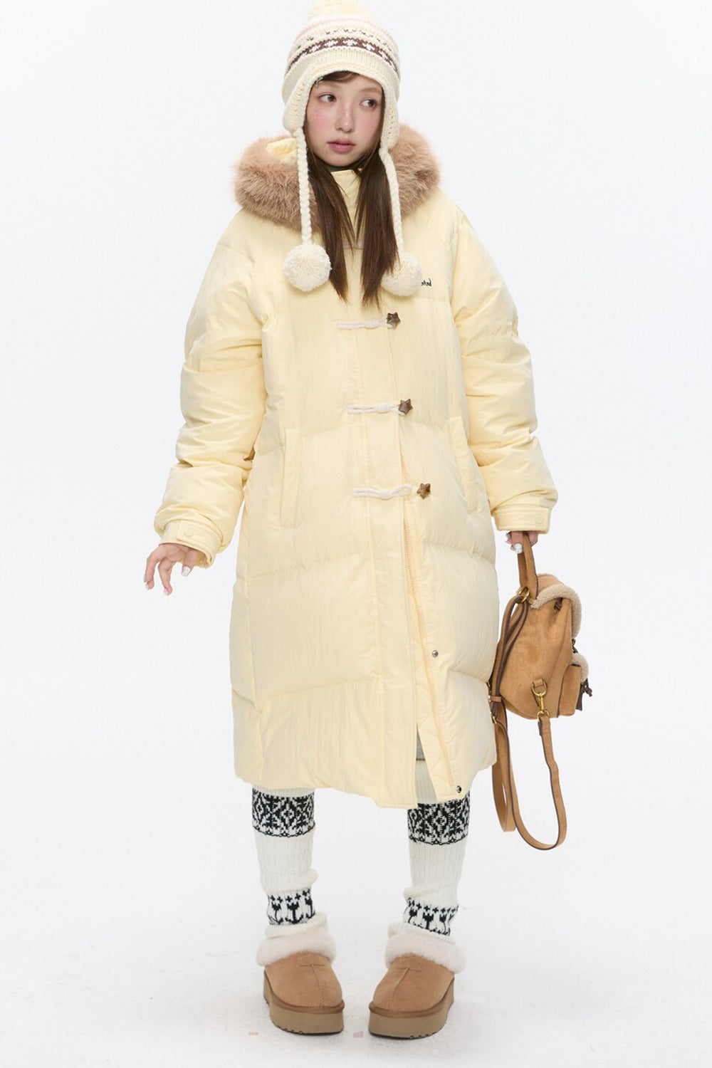 Cream Yellow Horn Button Down Coat