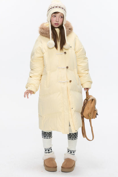 Cream Yellow Horn Button Down Coat