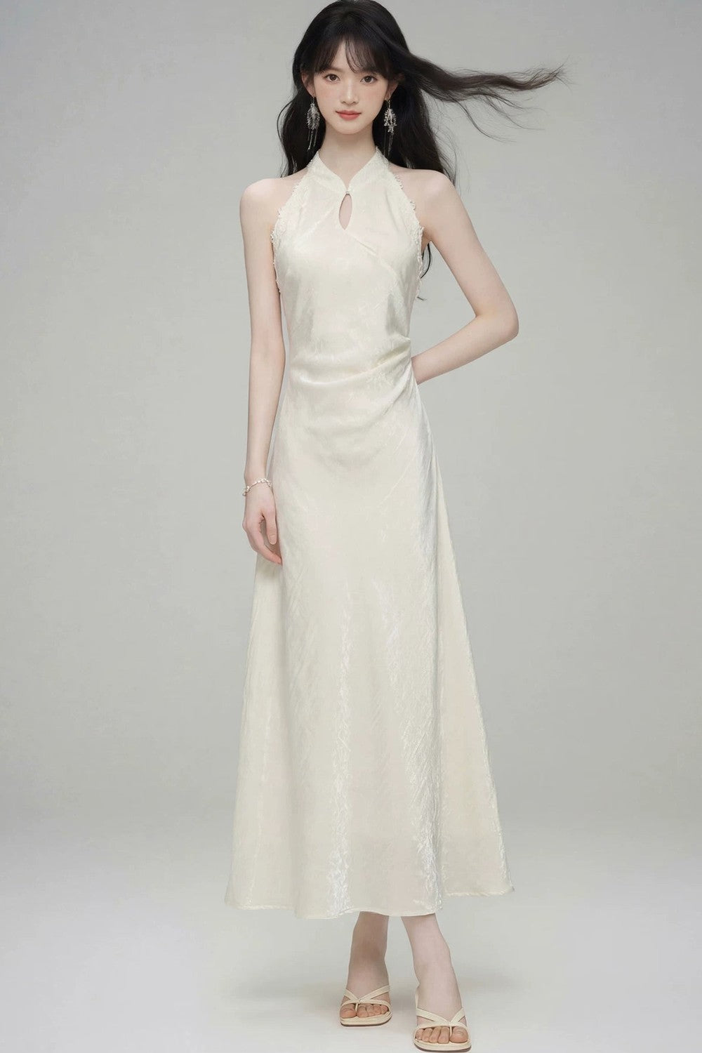 Chinese Style Jade Lace Cheongsam Dress