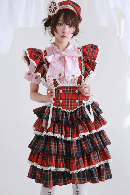 Shoja Retro Red Pinafore Skirt