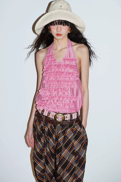Lyocell Ruffle Halter Top