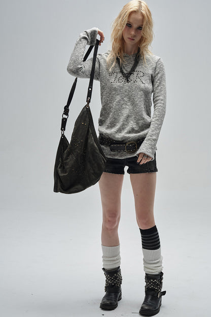 Metal Floral Hooded Sweater