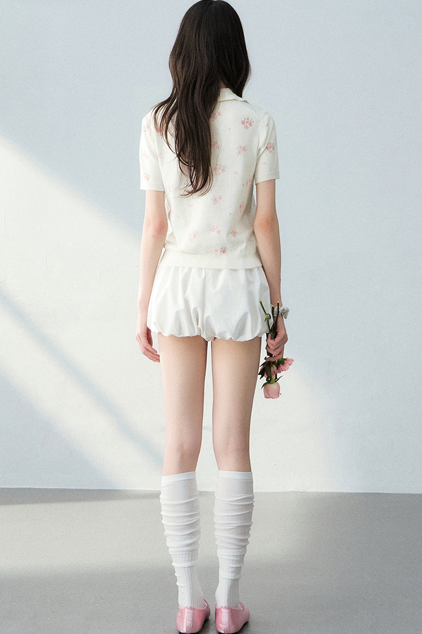 All-Over Floral Print Knit Blouse