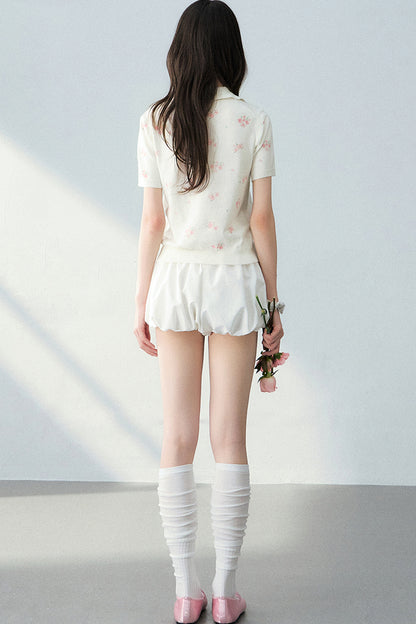 All-Over Floral Print Knit Blouse