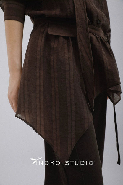 Wild Mist Brown Dark Striped Skirt Curtain