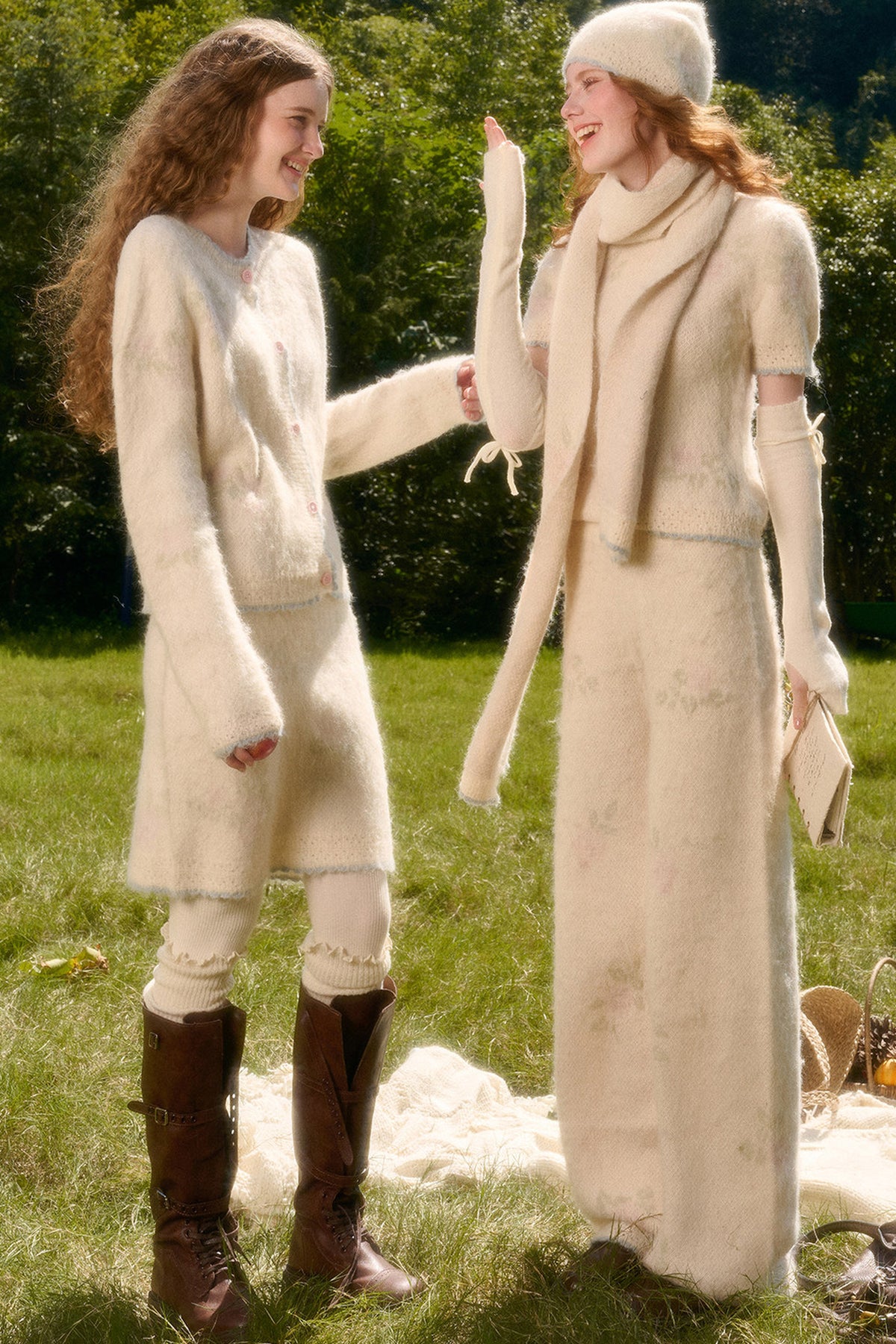 Soft Wool Knit Cardigan and Pants Set-Up
