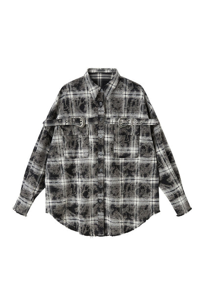 Plaid Shirt and Pleated Skirt Set-Up