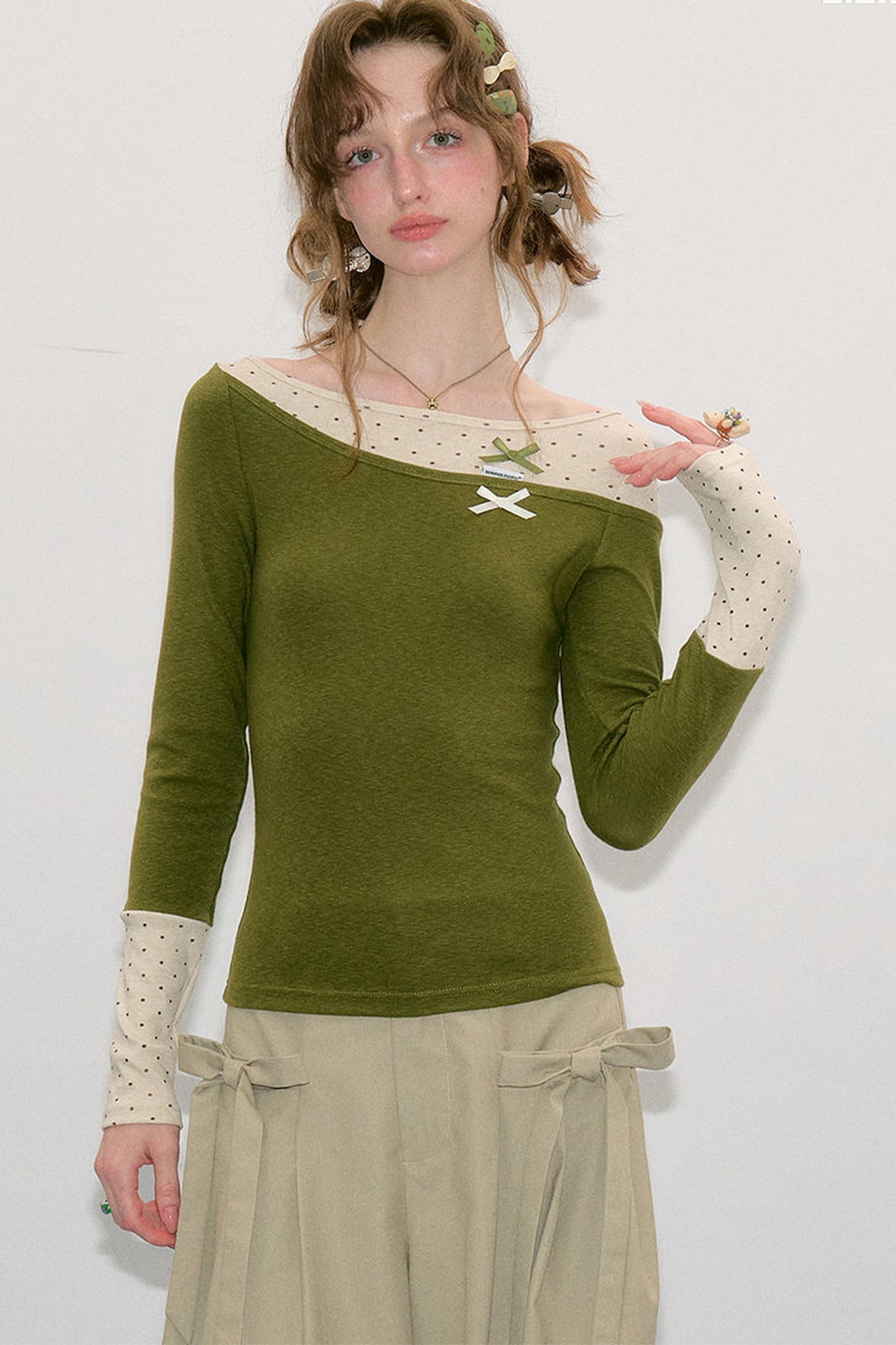 Haut en maille à pois d’automne