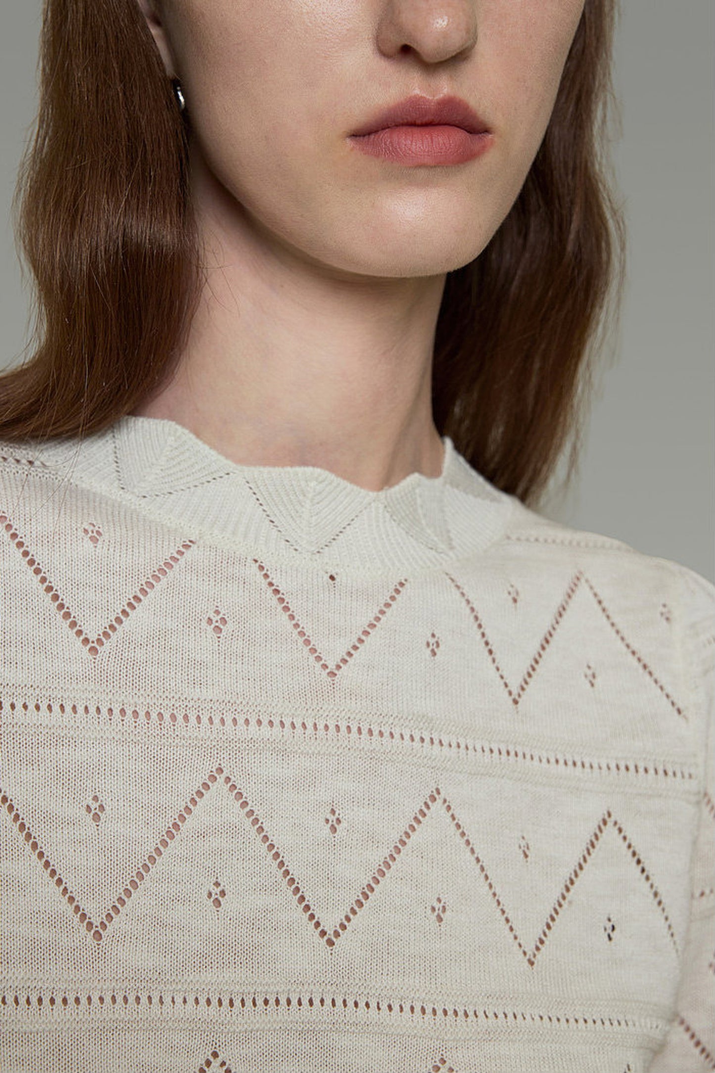 Diamond Hollow Short Sleeve Blouse
