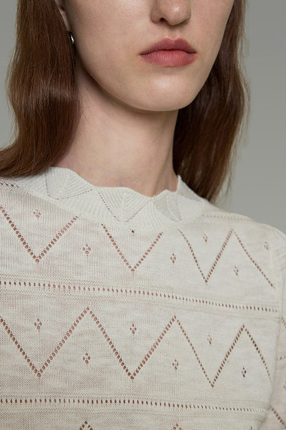 Diamond Hollow Short Sleeve Blouse