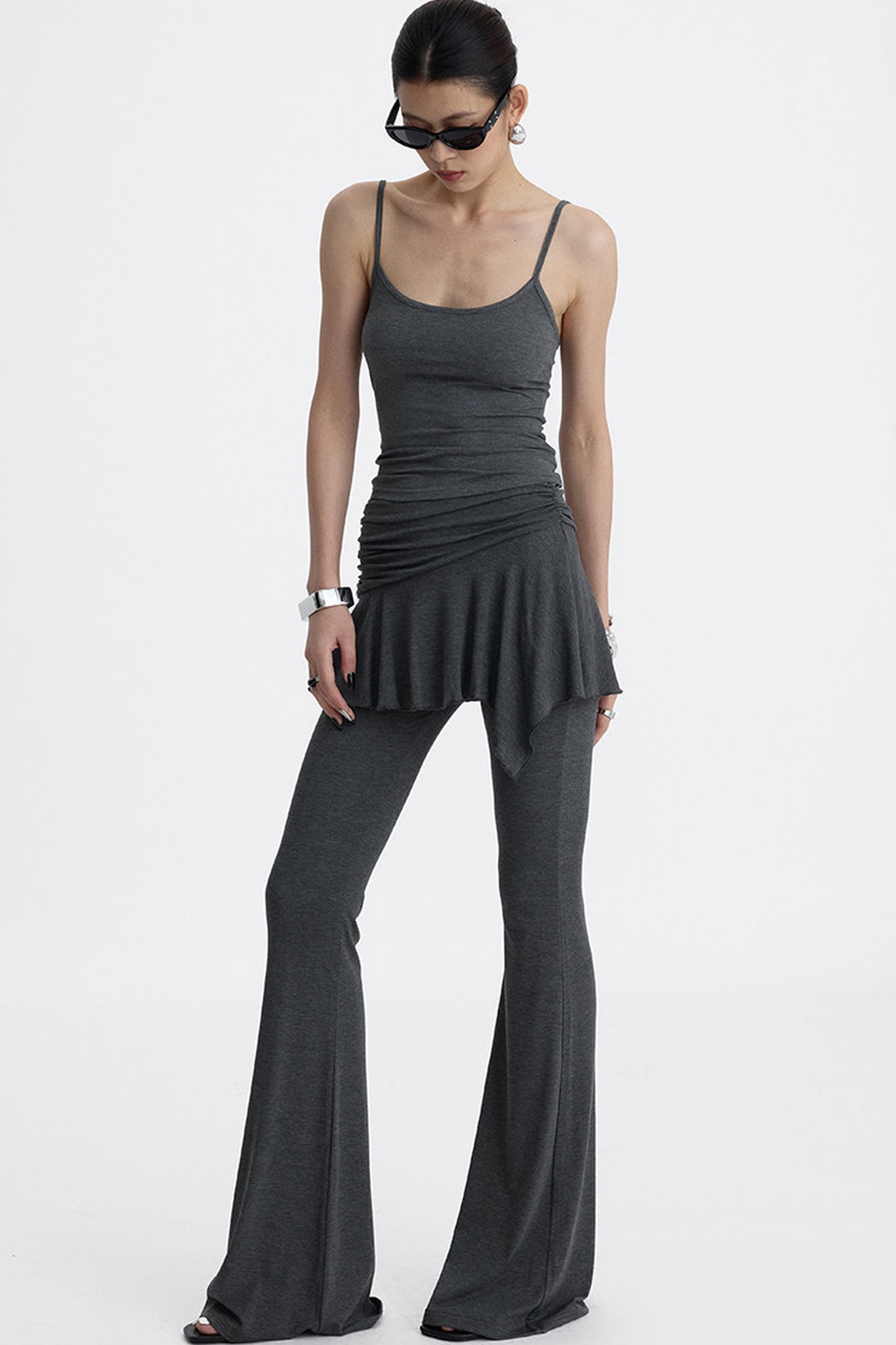 Faux Two-Piece Lyocell Flared Pants Set-Up