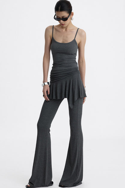 Faux Two-Piece Lyocell Flared Pants Set-Up