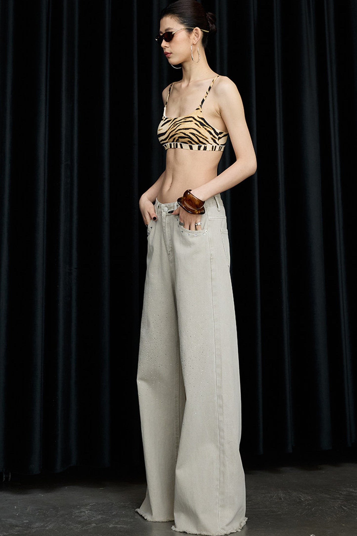 Desert Star Rhinestone Wide-Leg Jeans
