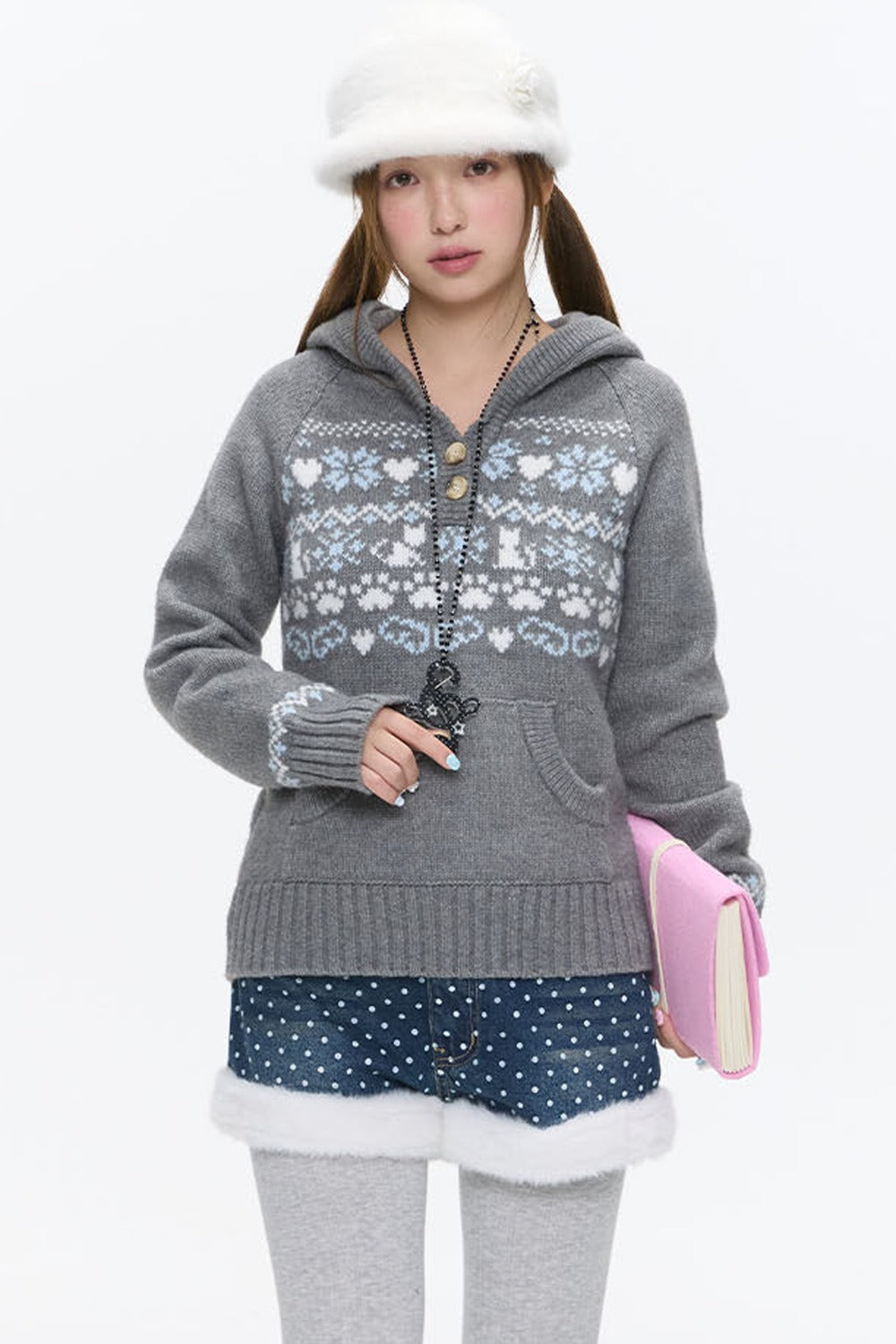 High-Waisted Washed Fleece-Lined Denim Shorts