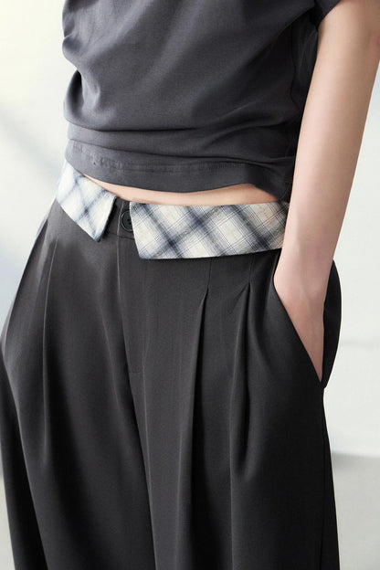 Plaid Off-Shoulder Top Set-Up