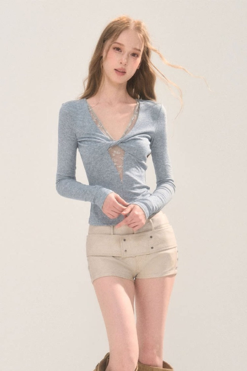 Lace Patchwork Twist Top