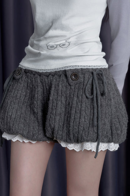 Soft Cable Knit Lantern Shorts