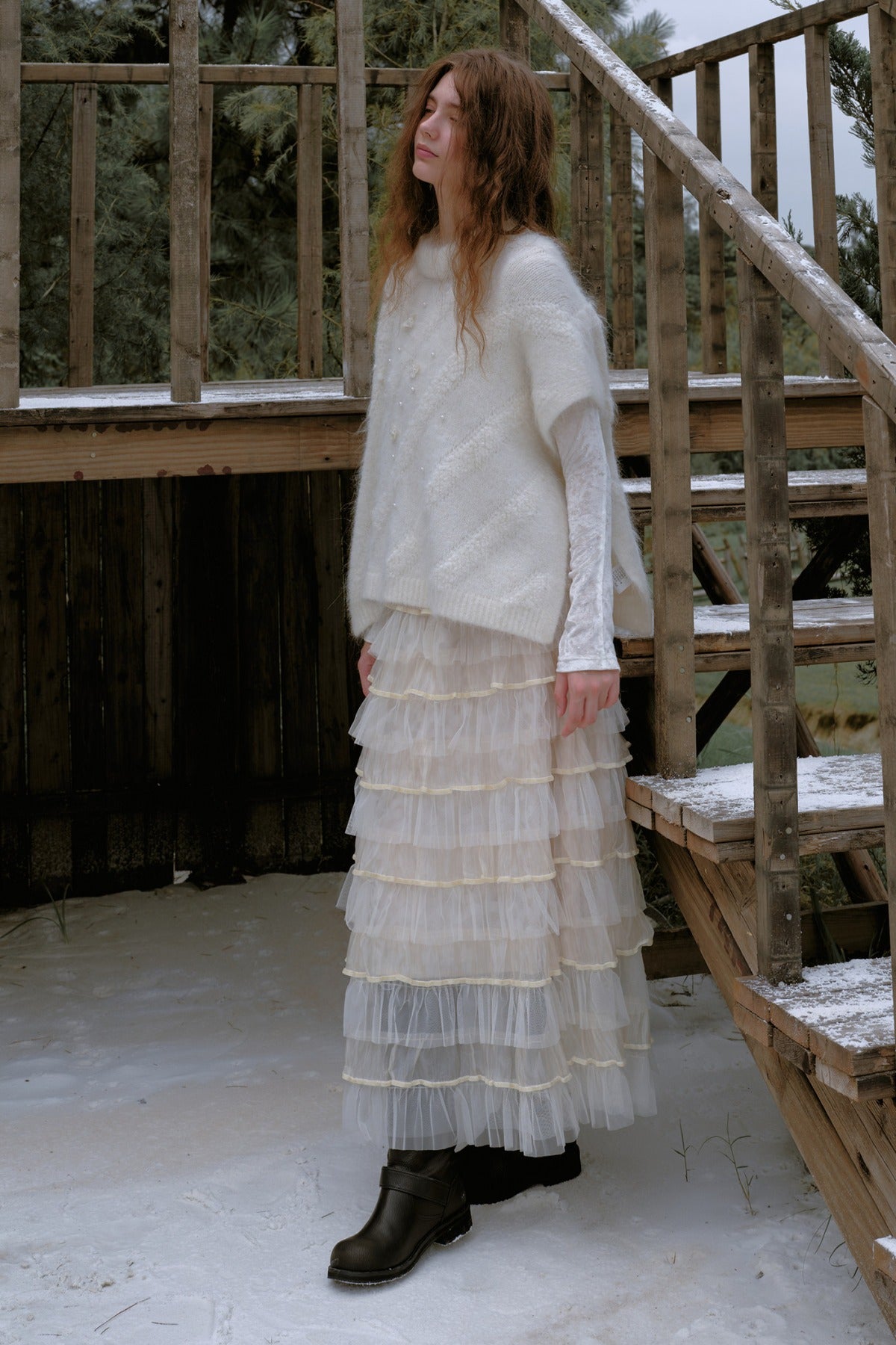 Beaded Alpaca Wool Shawl Skirt Set-Up