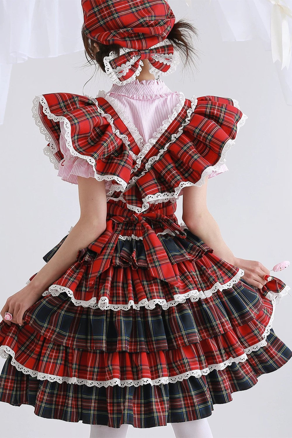 Shoja Retro Red Pinafore Skirt