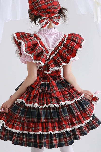 Shoja Retro Red Pinafore Skirt