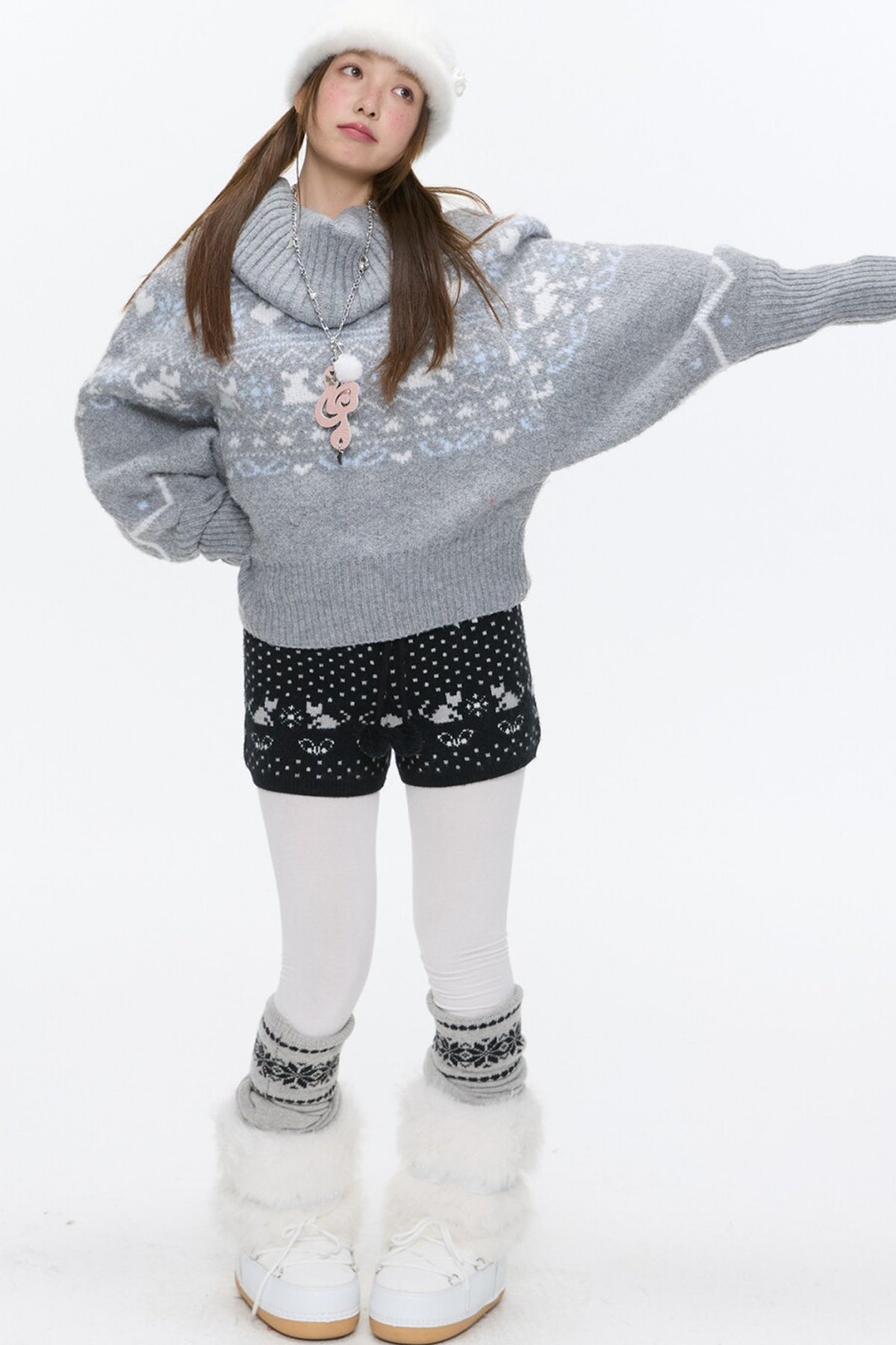 Fair Isle Large Collar Sweater
