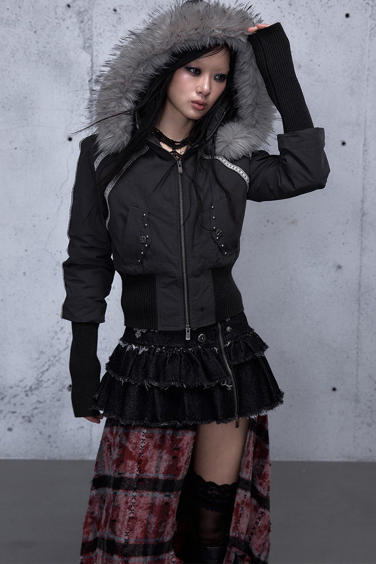 Hooded Fur Collar Parka Outer