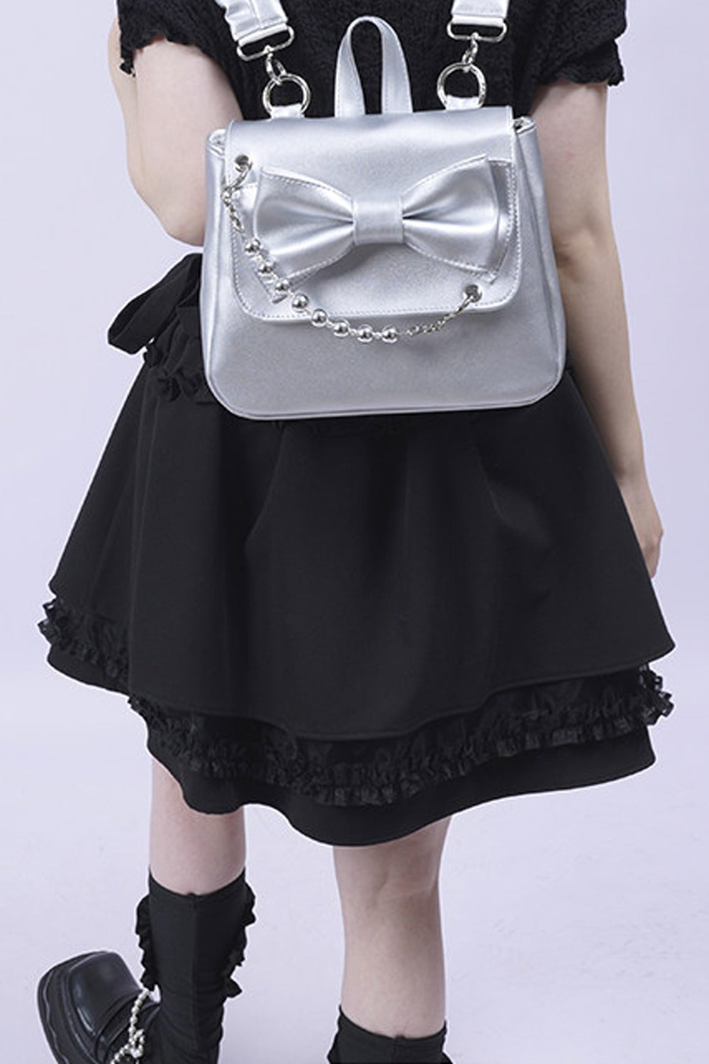 Silver Bow Crossbody Backpack