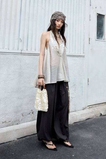 Striped Modern Retro Lantern Pants