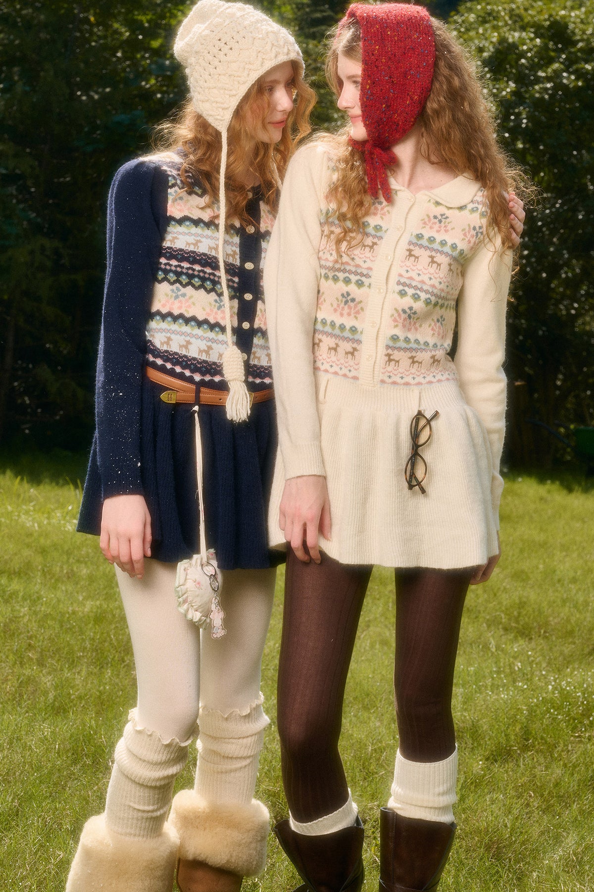 Plisseekleid mit Rentier-Fair-Isle-Muster