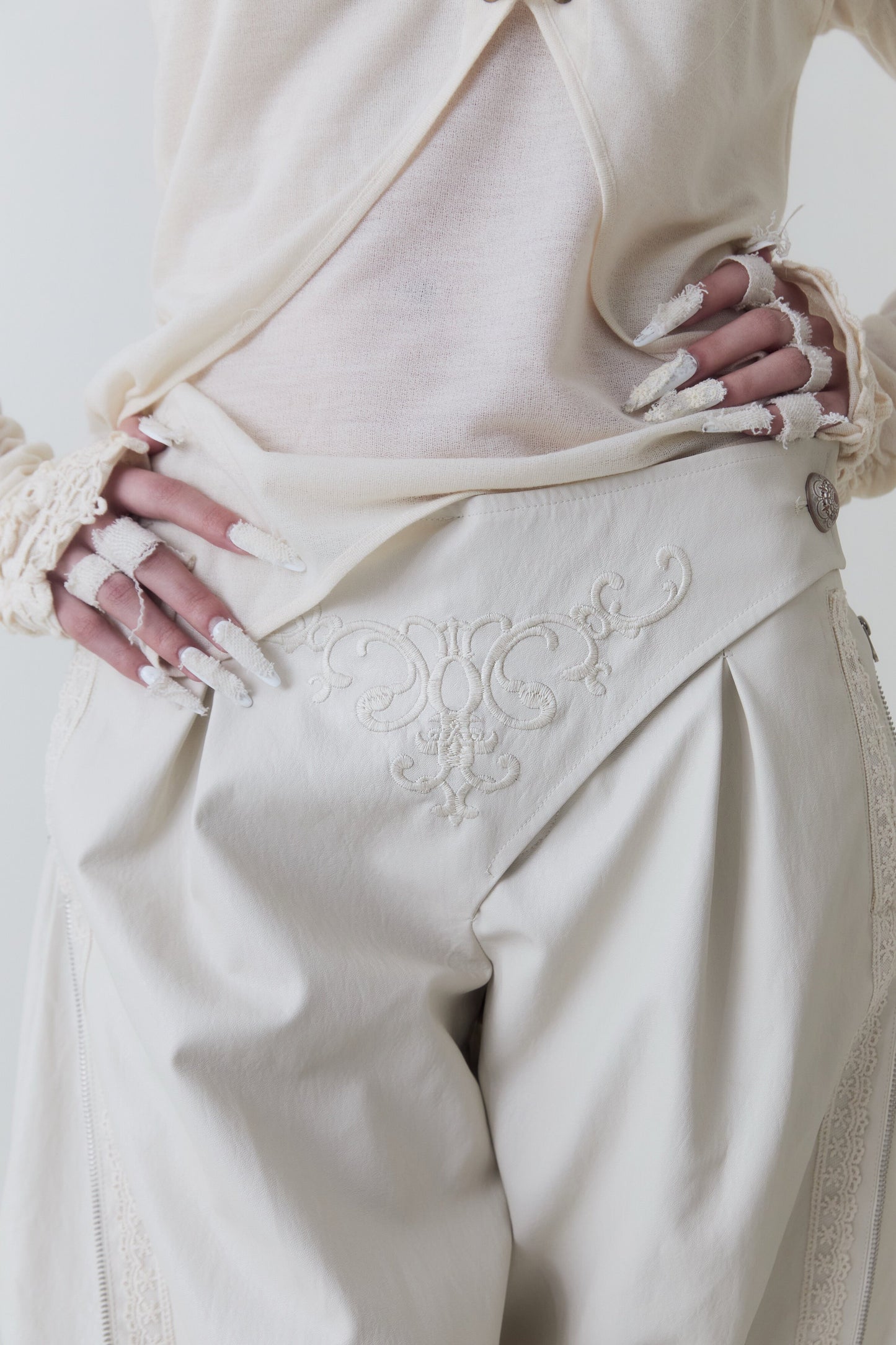Medieval Embroidered Leather Riding Pants