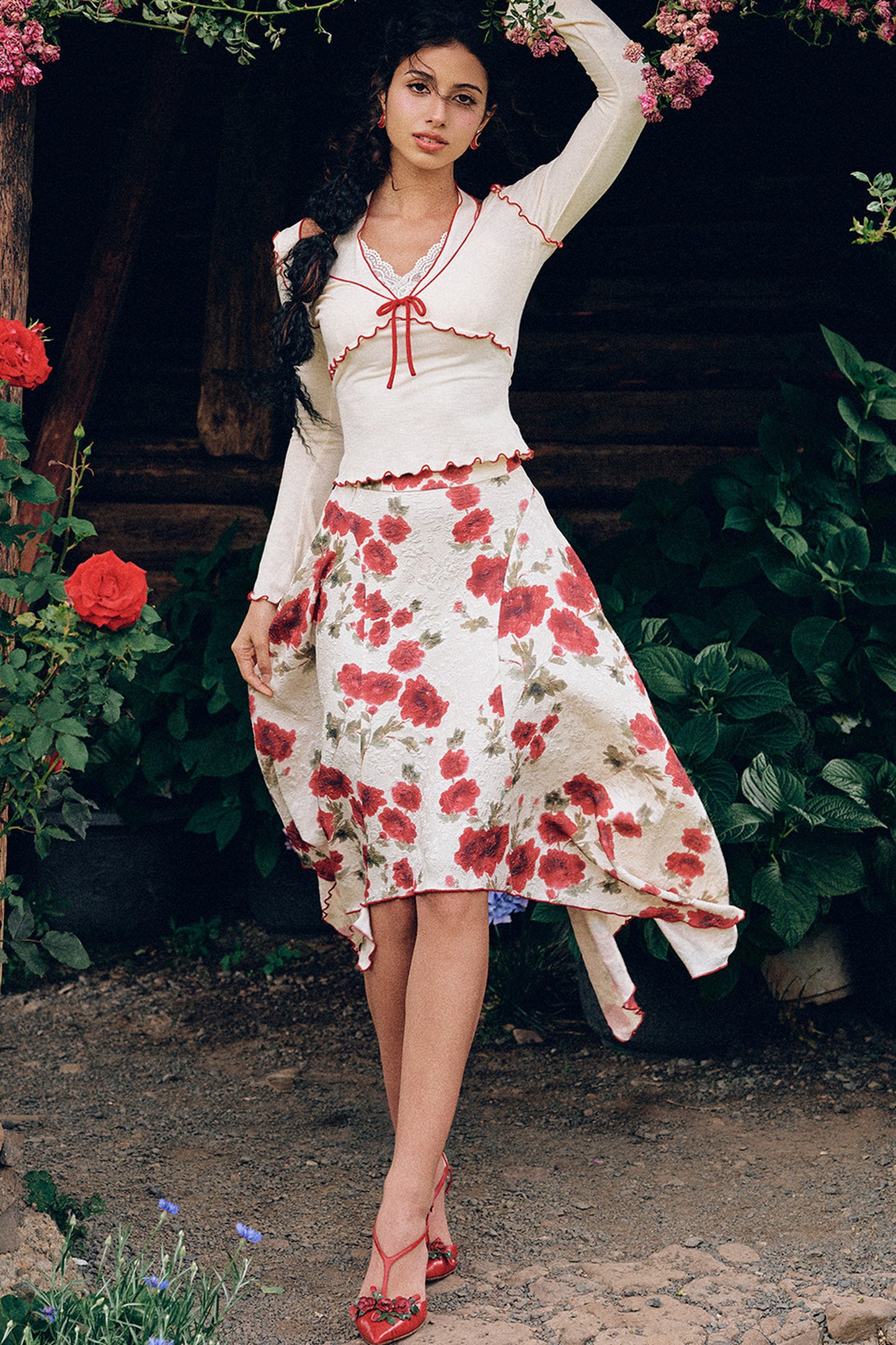 Rose Valley Floral Top and Skirt Set-Up