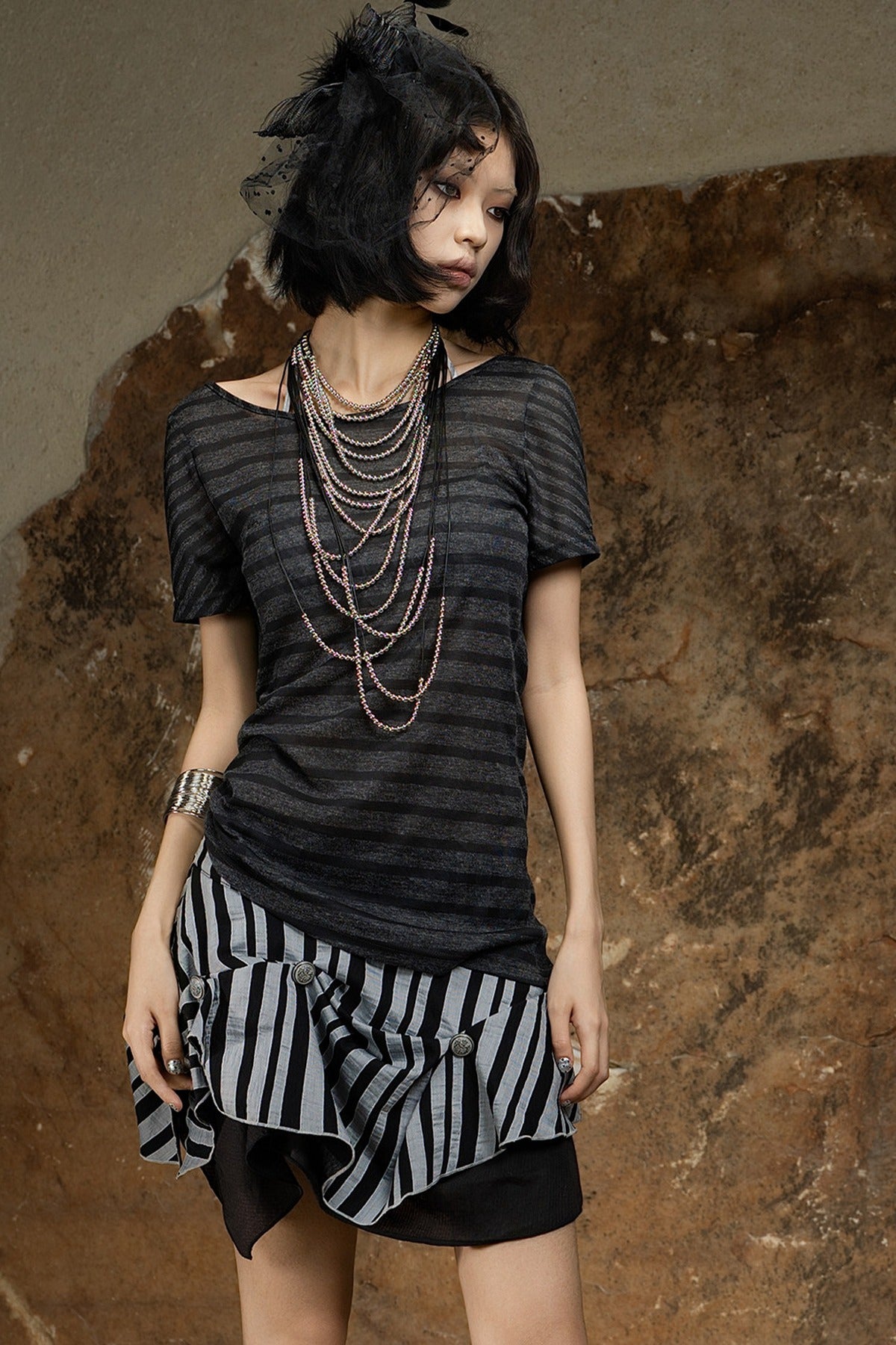 Asymmetrical Striped Knit Top