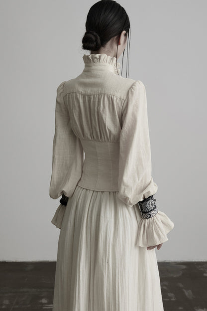 Heavy-Duty Ruffle Sleeve Tie Waist Shirt