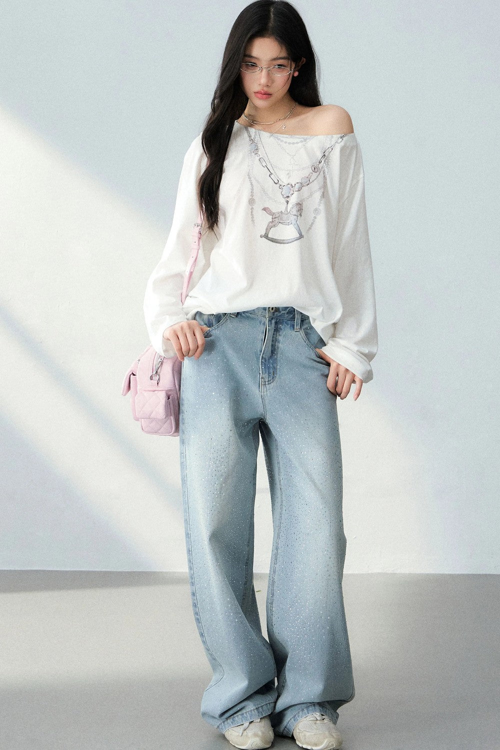 Pony Necklace Off-Shoulder Top Set-Up