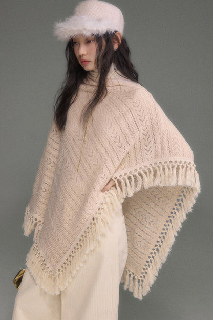 Tassel Knit Cape and Dress Set-Up