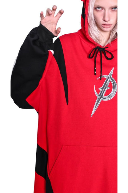Cat Ear Spliced Racing Stripe Long Hoodie