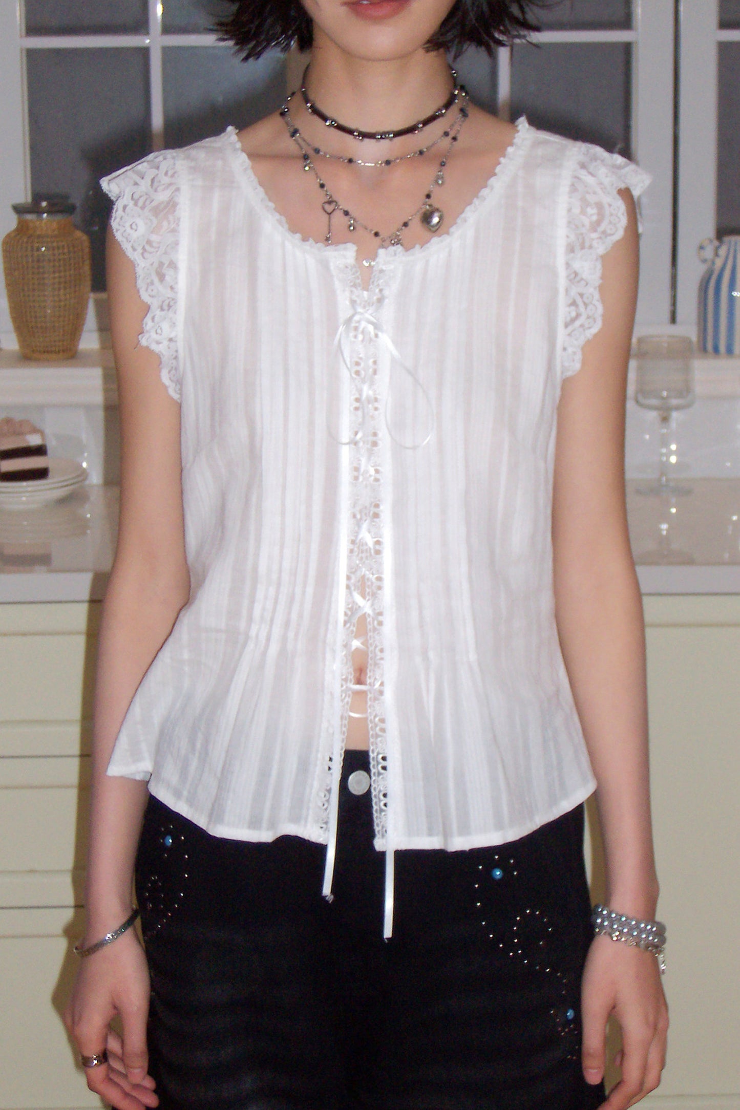 Starlight Lace Flutter Blouse
